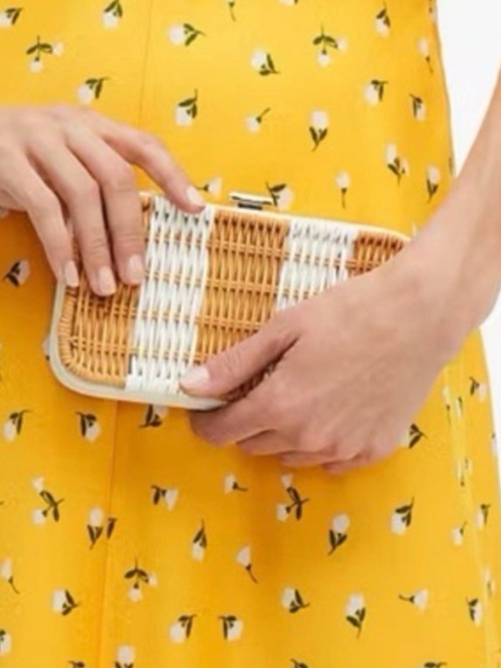 NWT Kate Spade Kitt Wicker Clutch Crossbody Optic White Tan PXRU0413 - Picture 2 of 8